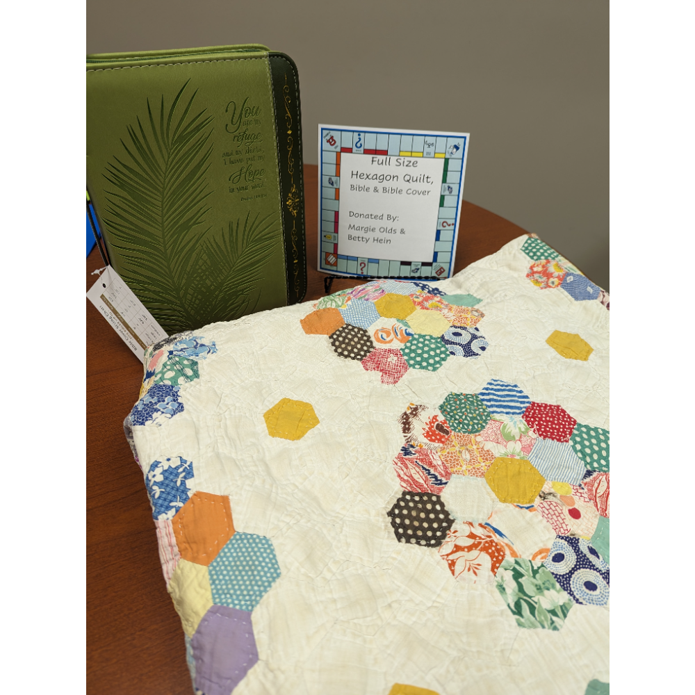Hexagon Quilt and Bible with cover