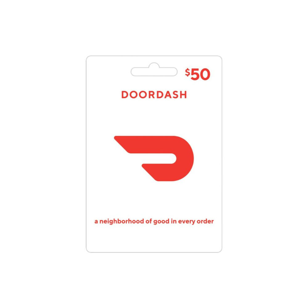 $50 Doordash Gift Card with Cups and Koozies