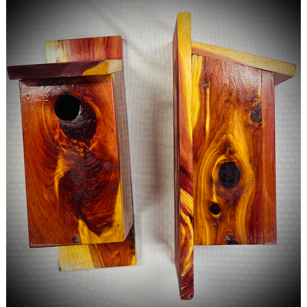 Two Hand-Crafted Bird Houses