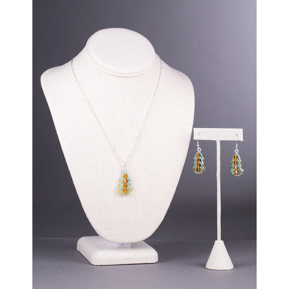 Aqua and Gold Earring and Necklace Set