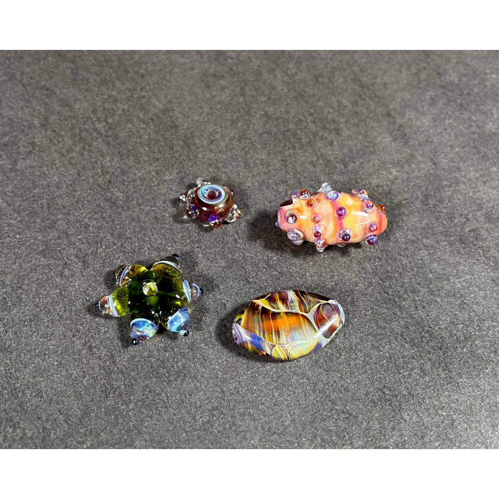 4 Loose Lampwork Glass Beads