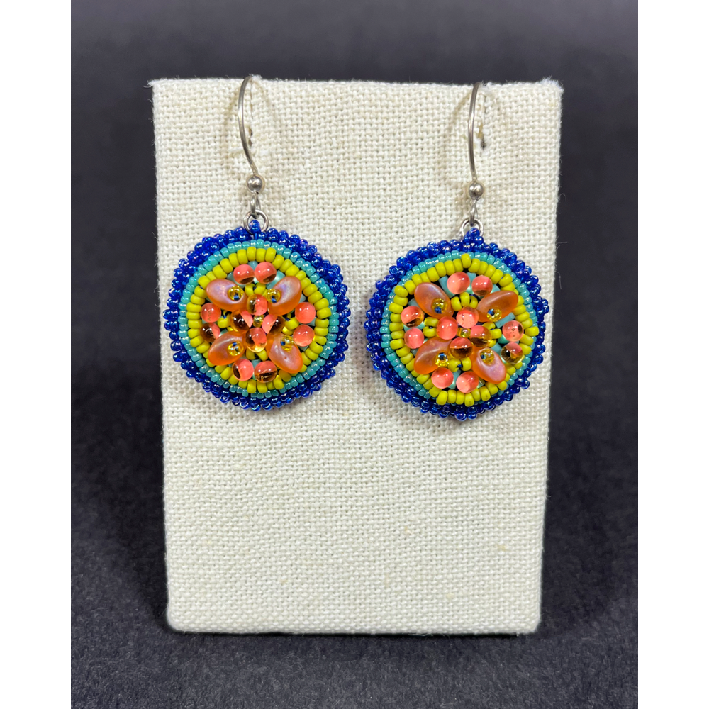 Bright Bead Embroidered Earrings