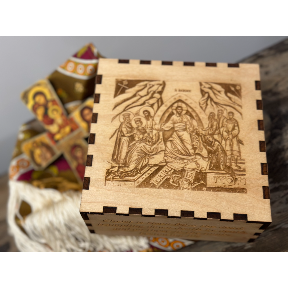 Orthodox Mahogany Box by Koozeeah's Creative, Cross Icon, & Scarf with Fringe