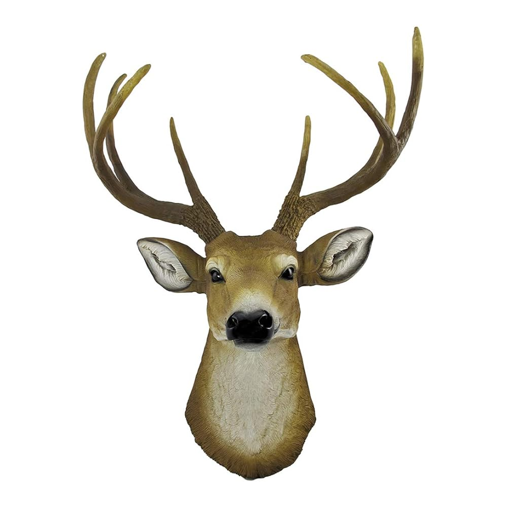 Wall Mounted Brown Deer Buck Fake Head | Wall Mounted Animal Heads | Rustic Dining Room Decor and Rustic Fall Decor | Deer Decorations for Home - 22.5"