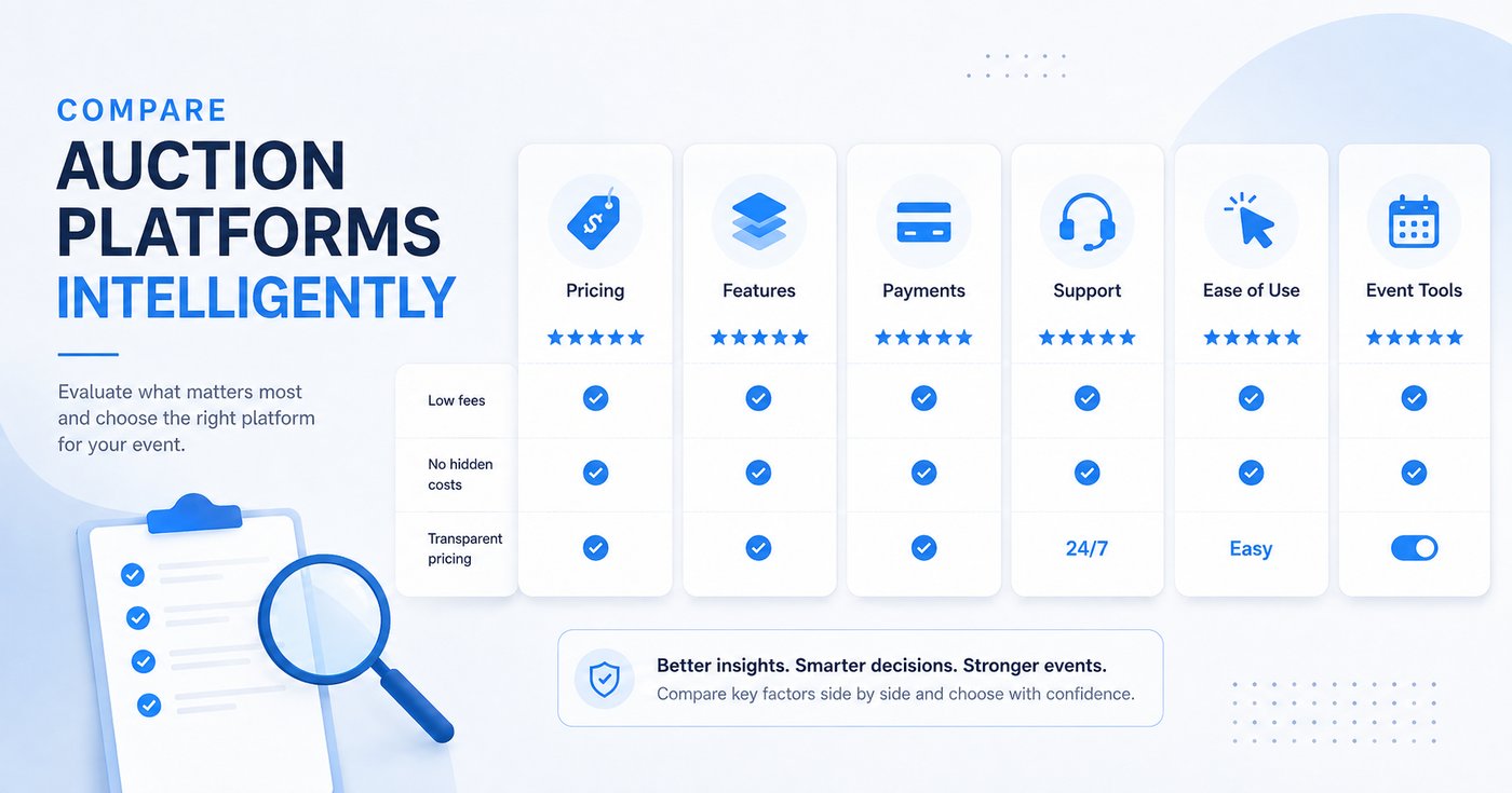 Comparison of BiddingOwl and nine alternative auction platforms for nonprofits