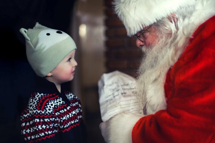Child meeting Santa Claus