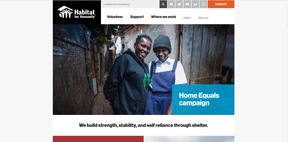 Habitat for Humanity website home page