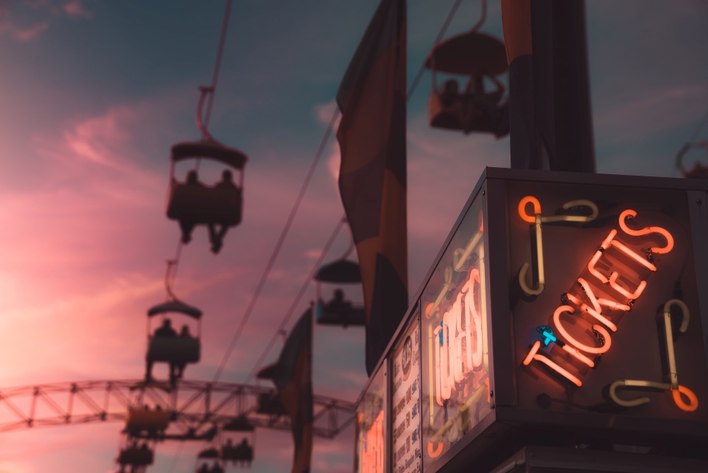Neon tickets sign