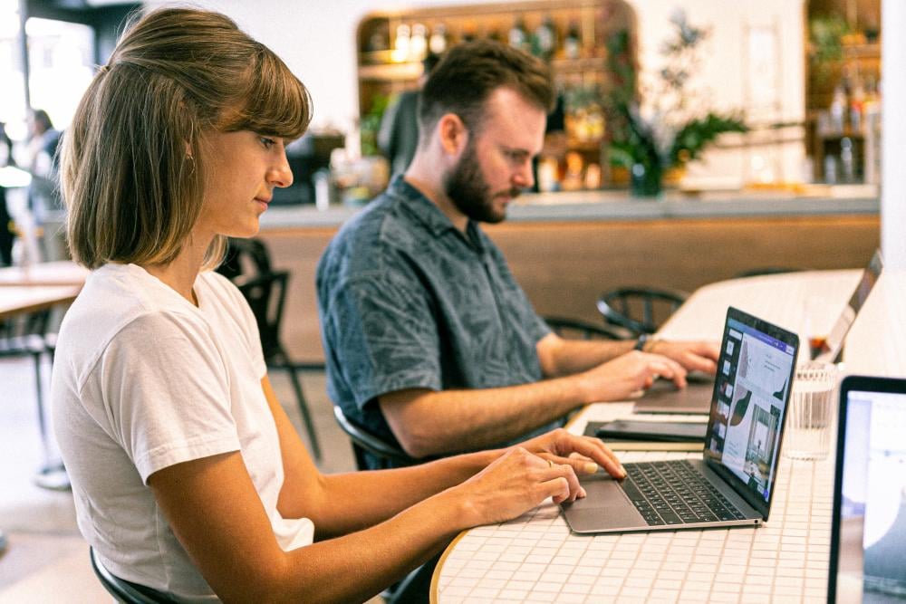 Nonprofit workers setting up social accounts