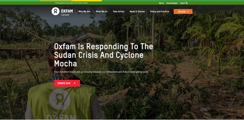 Oxfam Canada website