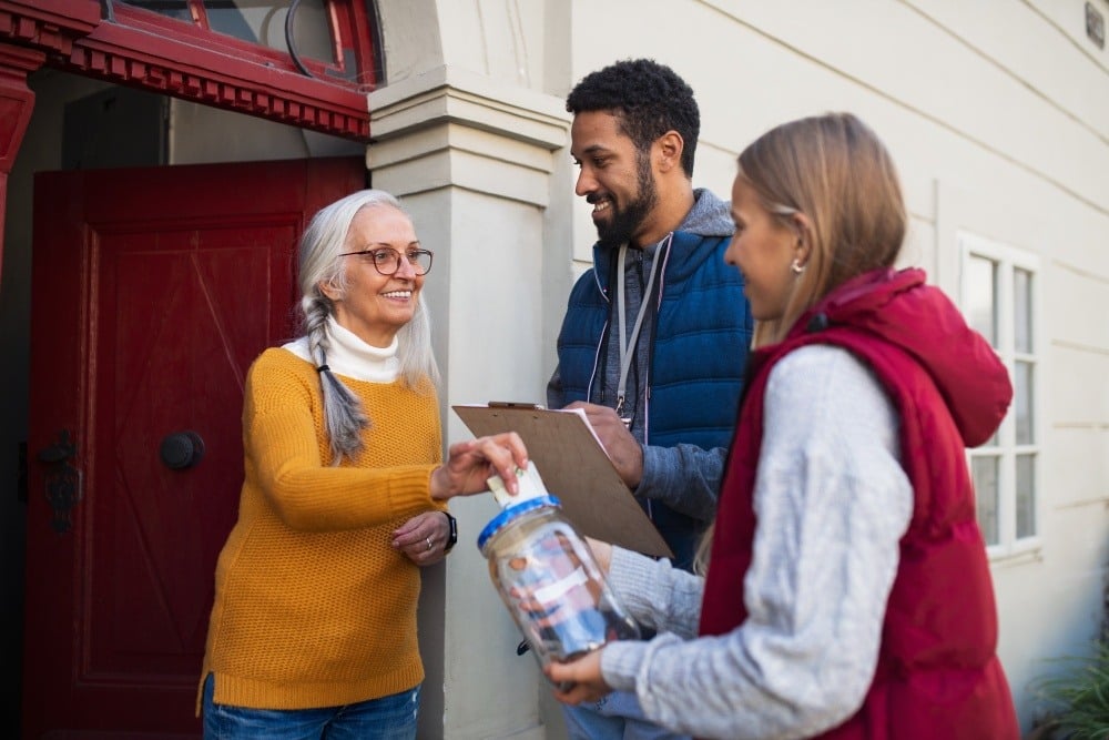 People collecting donations