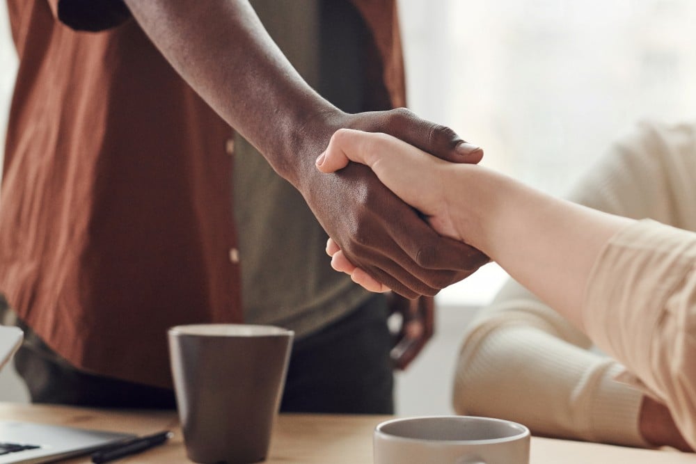 Shaking hands with NPO donor