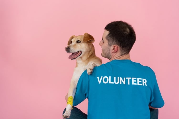 Volunteer with dog