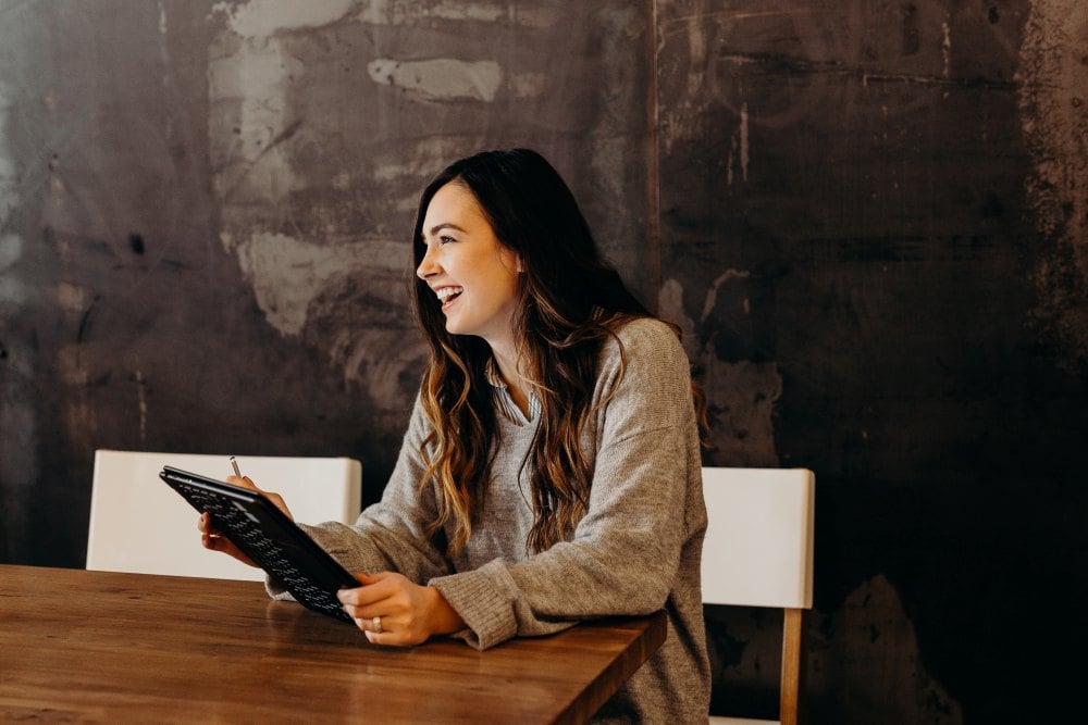 Woman holding tablet