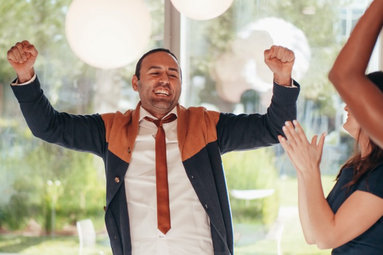 Happy man celebrating